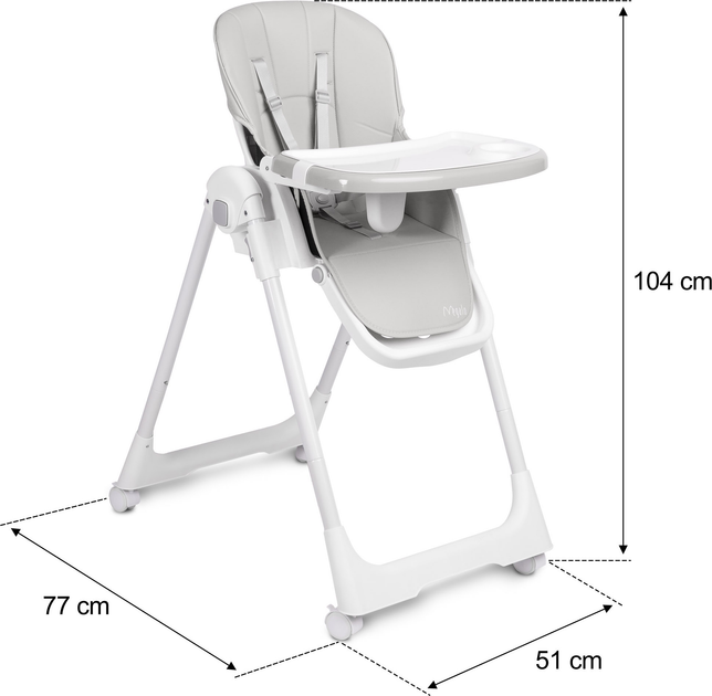 Krzesełko do karmienia Caretero Megalo Light Grey TERO-7711 (5908310398174) - obraz 12