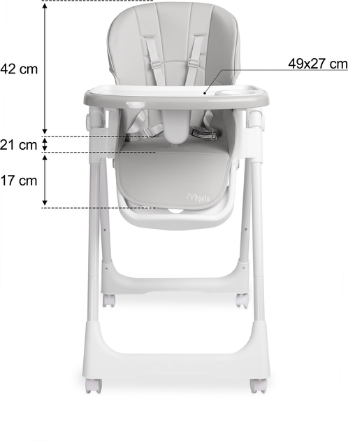 Krzesełko do karmienia Caretero Megalo Light Grey TERO-7711 (5908310398174) - obraz 14
