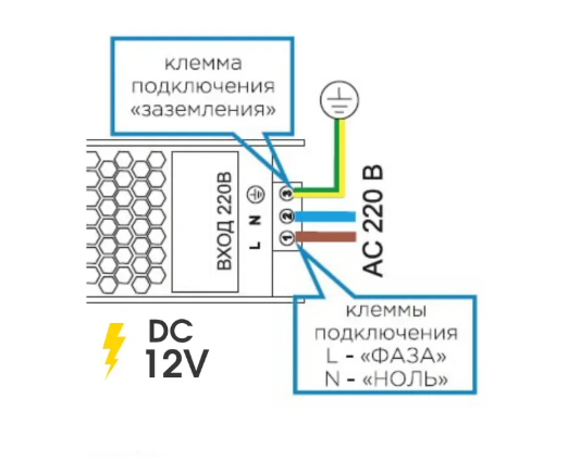 Побутовий блок живлення для світлодіодної (LED) стрічки AVT 12Вт 12.5А 150Вт - изображение 6