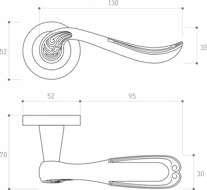 Класична дверна ручка Metal-Bud Tosca Золота (5901643182489) - зображення 2