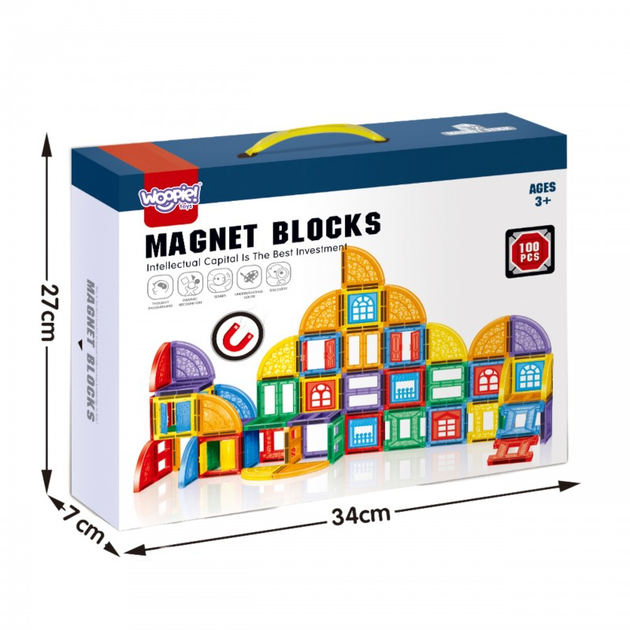 Klocki Magnetyczne Woopie 3D Zestaw Edukacyjny Zamek 100 elementów (5906280654856) - obraz 4