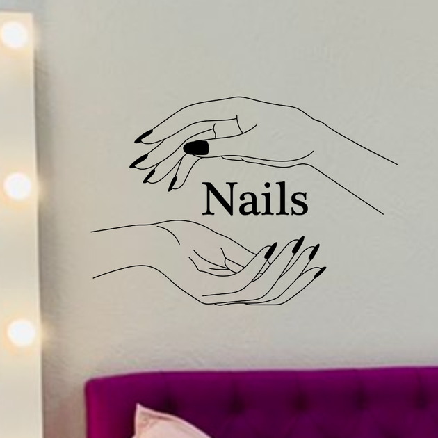 Вінілова наклейка на стіну Манікюр Nails Набір S (руки нігті для салону краси) Happy Pocket Чорний матовий (HP-078S-070M) - зображення 2