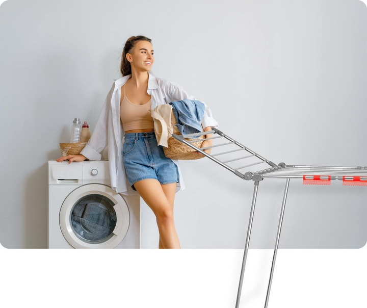 Suszarka na pranie Massido Lydia stojąca rozkładana biała 27 mb (5903890618230) - obraz 13