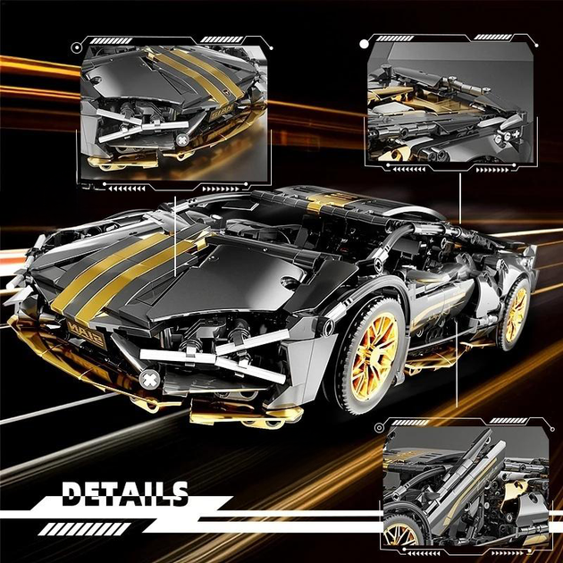 Конструктор сіро-золотий Lamborghini 1:14 – рульовий механізм, диференціал - зображення 5