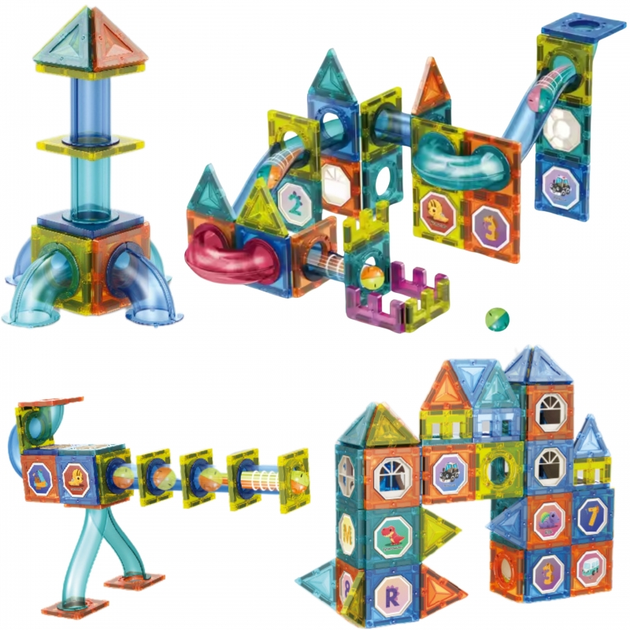 Klocki Magnetyczne Woopie 3D Zestaw Edukacyjny, Tor Kulkowy, 42 elementy (5906280654917) - obraz 2