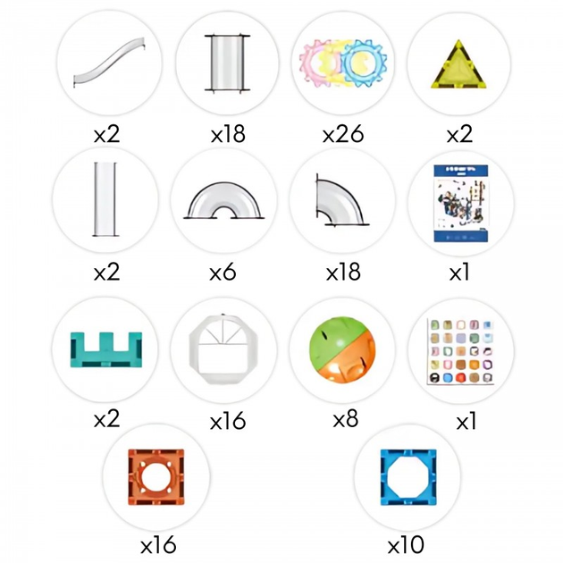 Klocki Magnetyczne Woopie 3D Zestaw Edukacyjny, Tor Kulkowy, 126 elementów (5906280654955) - obraz 4