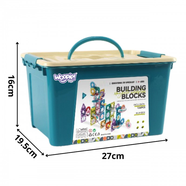 Klocki Magnetyczne Woopie 3D Zestaw Edukacyjny, Tor Kulkowy, 126 elementów (5906280654955) - obraz 5