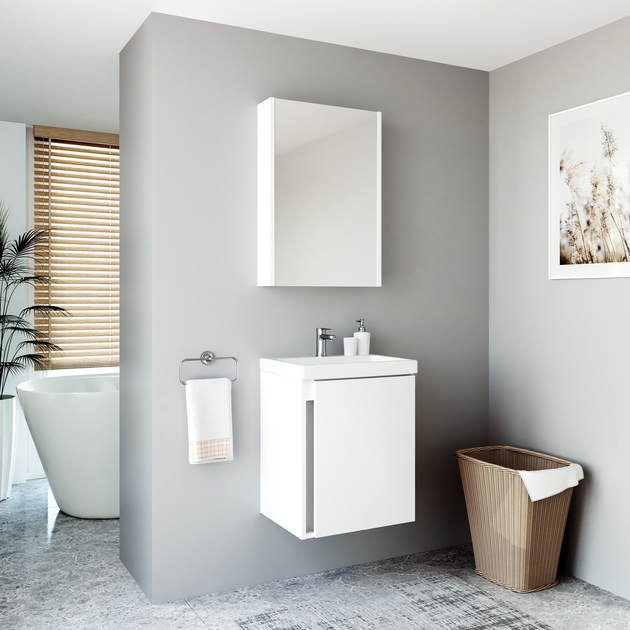 Szafka łazienkowa Riva WTU-50WH-PM z umywalką Biała (4779019868067) - obraz 3