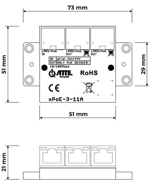 Модуль ATTE Switch xPoE-3-11A POE\Exetender (xPoE-3-11A) - зображення 5
