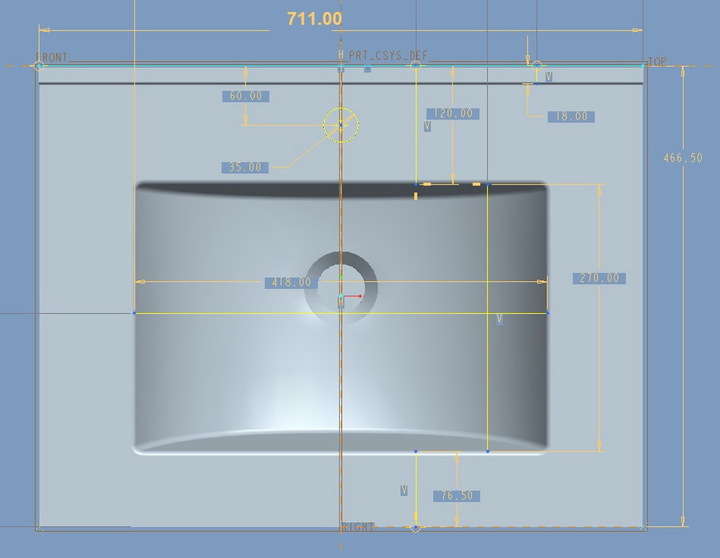 Umywalka Domoletti ACB7607 46 x 70 x 10 cm (4772013278368) - obraz 4