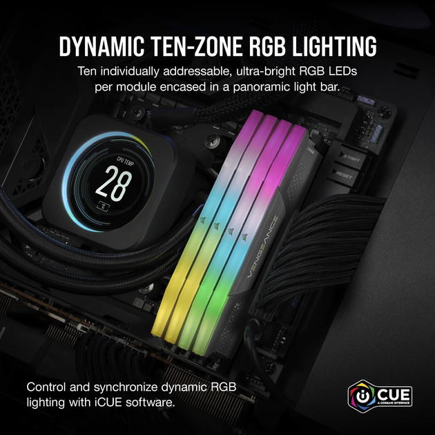 Pamięć RAM Corsair VENGEANCE RGB DDR5 32768MB PC5-51200 (Kit of 2x16384) Grey (CMH32GX5M2B6400Z36) - obraz 7