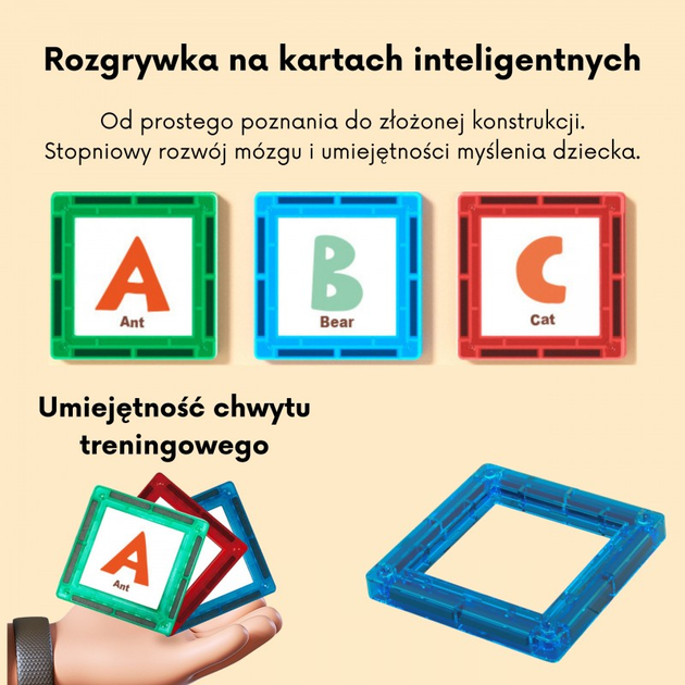 Klocki Magnetyczne Woopie 3D Zestaw Edukacyjny, Nauka Liter, 70 elementów (5906280654993) - obraz 4