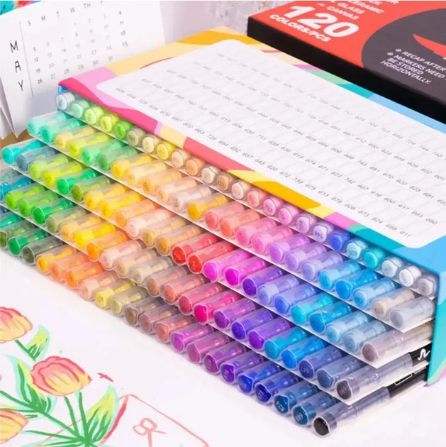 Набор маркеров GuangNa Acrylic Brush Marker GN.8101 | Акриловые художественные маркеры 288 шт с кисточковым наконечником (ab288) - Фото 3 Набор маркеров GuangNa Acrylic Brush Marker GN.8101 | Акриловые художественные маркеры 288 шт с кисточковым наконечником (ab288) - изображение 3