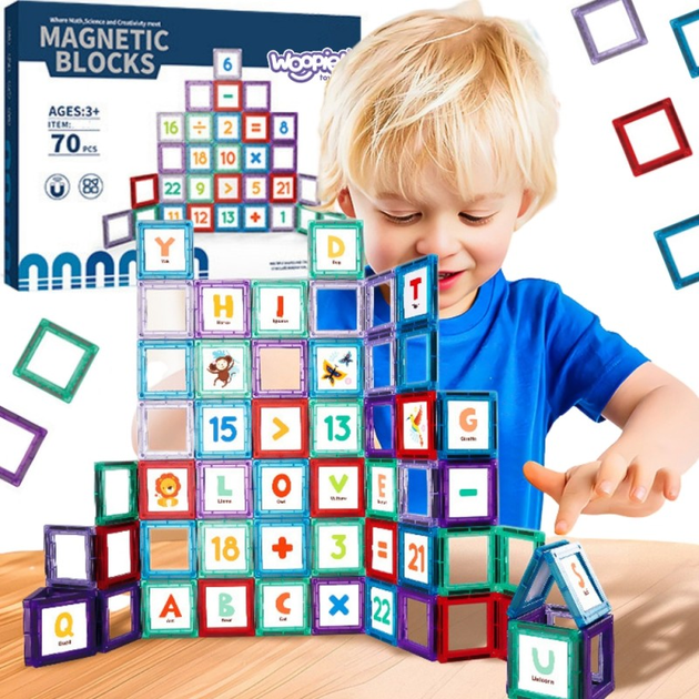 Klocki Magnetyczne Woopie 3D Zestaw Edukacyjny, Nauka Liczenia, 70 elementów (5906280654986) - obraz 9
