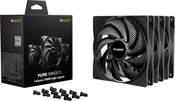 Zestaw wentylatorów be quiet! Pure Wings 3 140mm PWM High-Speed Triple Pack Black (BL138) - obraz 3