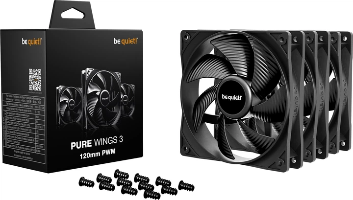 Zestaw wentylatorów be quiet! Pure Wings 3 120mm PWM Triple Pack Black (BL141) - obraz 3