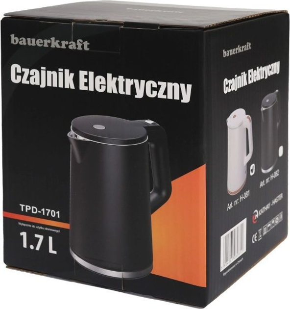 Czajnik elektryczny Bauerkraft TPD-1701 1500W 1.7 L Czarny - obraz 8