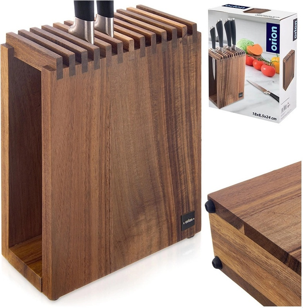 Підставка для ножів Orion з перегородками дерев’яна 18 x 8.5 x 24 см (8592381205898) - зображення 6