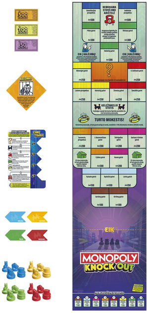Настільна гра Hasbro Monopoly Knockout (литовська версія) (5010996218209) - зображення 5