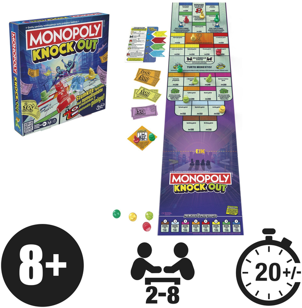 Настільна гра Hasbro Monopoly Knockout (литовська версія) (5010996218209) - зображення 7