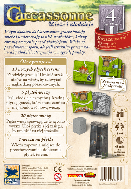 Dodatek do gry planszowej Bard Carcassonne 3 Wieże i Złodzieje Edycja 4 (edycja polska) (8595558307241) - obraz 2