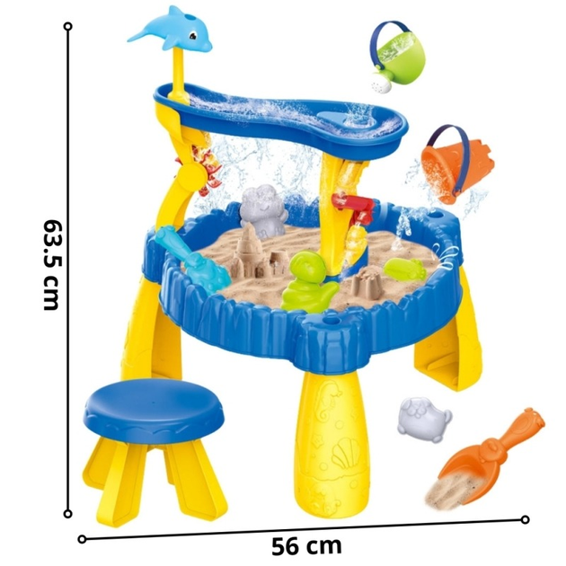 Stolik wodny Woopie XL z krzesełkiem 2 w 1 piaskownica delfinek 12 elementów 53705 (5906280653705) - obraz 5