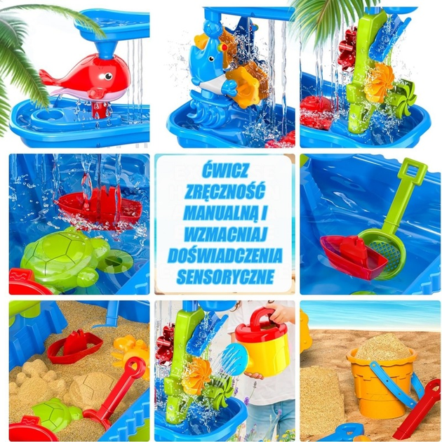 Stolik wodny Woopie 4w1 Piaskownica Wodospad XL 4-Poziomowy Delfin 55655 (5906280655655) - obraz 5
