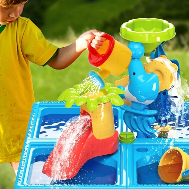Stolik wodny Woopie 2 w 1 Piaskownica z Krzesełkiem XL Aquapark 4-Baseny 13 elementów 55709 (5906280655709) - obraz 5