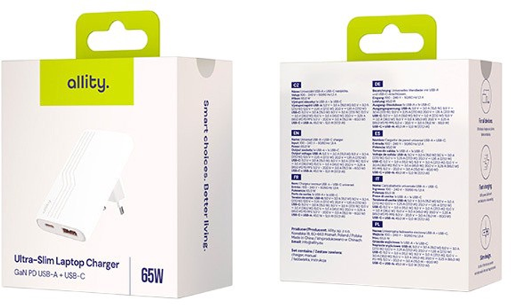 Ładowarka sieciowa Allity GaN PD QC ATC-02-65WAC 1x USB-C + 1x USB-A 65W White (5906667550566) - obraz 6