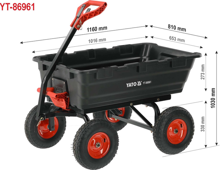 Садовий самоскидний візок YATO YT-86961 - зображення 11