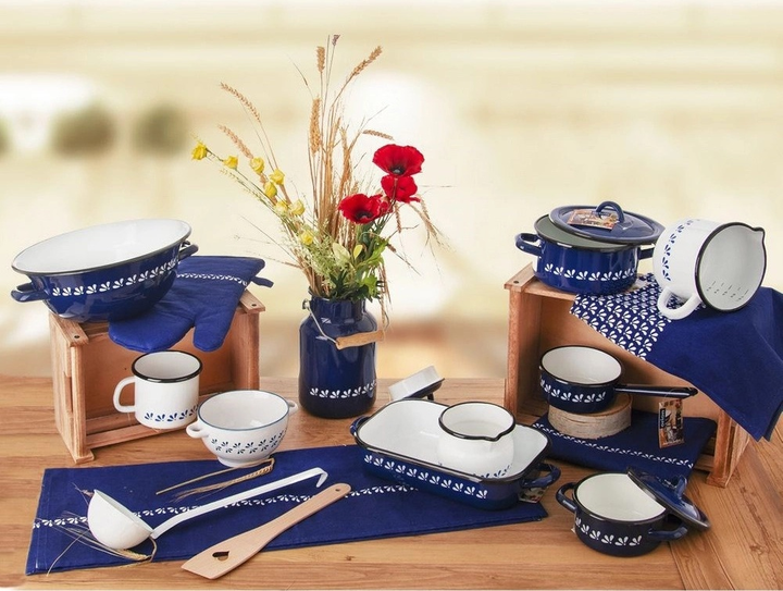 Kubek Orion Modrobila emaliowany biały 800 ml (8592381166717) - obraz 7