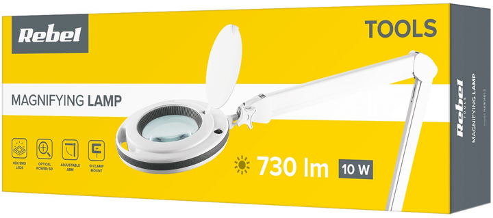 Lampa warsztatowa z lupą Rebel 5D 10W 6500 K (5901890070942) - obraz 3