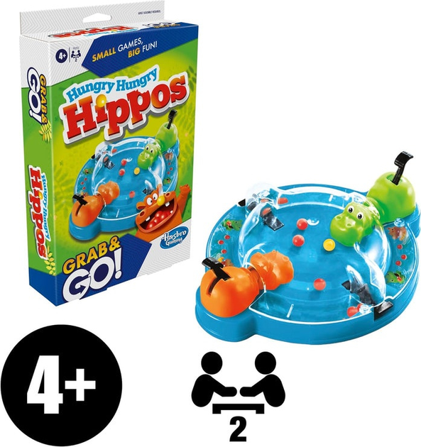 Настільна гра Hasbro Grab and Go Hungry Hippos (англійська версія) (5010996164124) - зображення 4