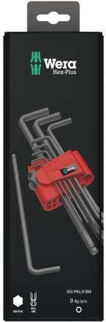 Набір ключів шестигранних Wera Hex-Plus 6 SB з кульовим наконечником 9 шт (05073596001) - зображення 2