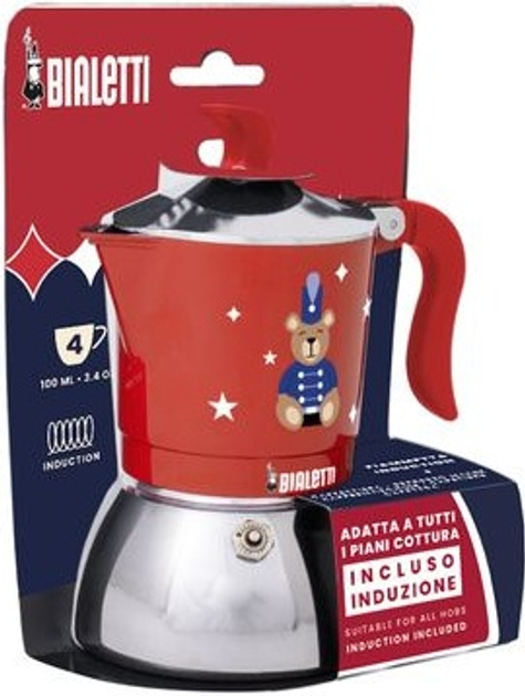 Kawiarka Bialetti Fiammetta Induction Joyful Christmas na 4 filiżanki 200 ml Czerwona (8006363095037) - obraz 2