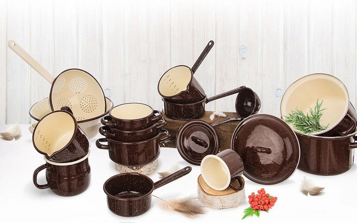 Kubek Orion Brown emaliowany z miarką brązowy 1.2 l (8592381164812) - obraz 3