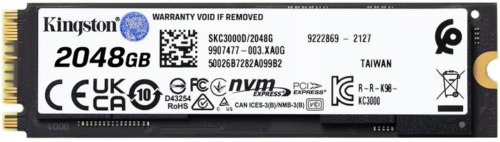 Накопичувач SSD 2TB Kingston KC3000 M.2 2280 PCIe 4.0 x4 NVMe 3D TLC (SKC3000D/2048G) - изображение 3