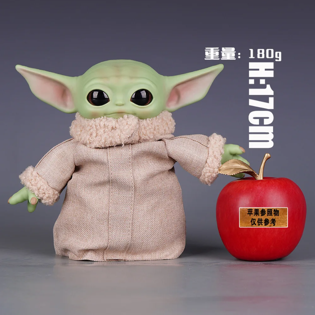 Игрушка Малыш Йода (Грогу) 17 см, The Mandalorian, брелок-подвеска Grogu Baby Yoda, мягкая игрушка с текстильной одеждой (GS928) - изображение 3