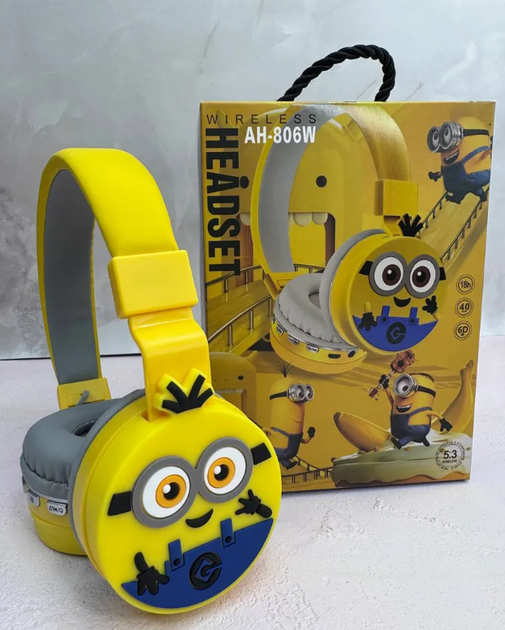 Наушнки Headset детские беспроводные Миньйоны с з Bluetooth и микрофоном для мальчика, регулируемій размер, желтые (SVS) - Фото 4 Наушнки Headset детские беспроводные Миньйоны с з Bluetooth и микрофоном для мальчика, регулируемій размер, желтые (SVS) - изображение 4