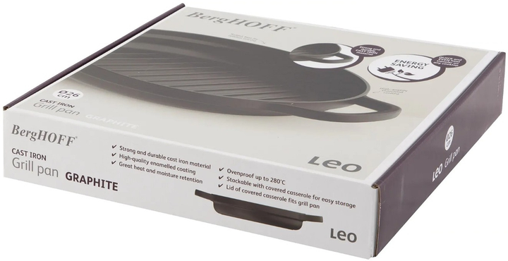 Сковорода-гриль BergHOFF Leo Graphite чорна 26 см (5413821364131) - зображення 3