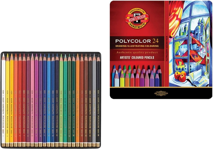 Художні олівці Koh-i-Noor Polycolor 24 кольору металева упаковка 3824 (8593539074816) - зображення 1