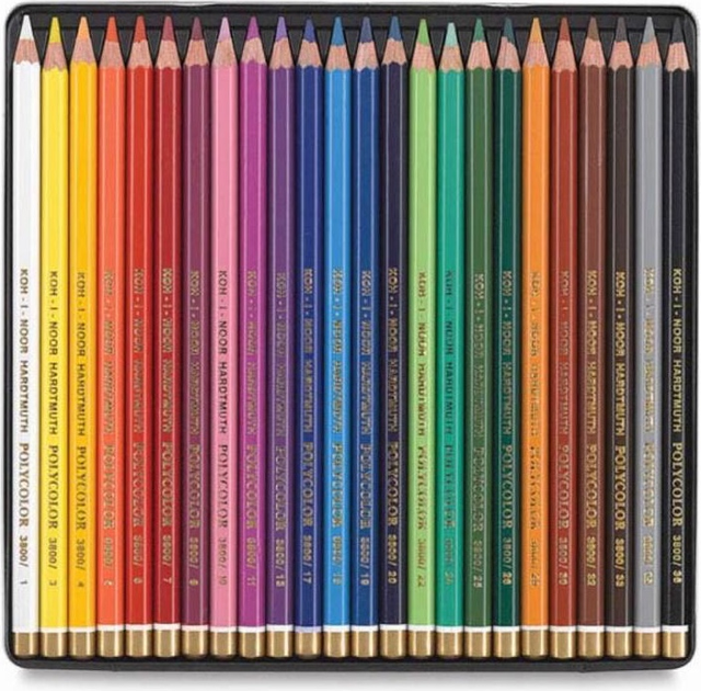 Художні олівці Koh-i-Noor Polycolor 24 кольору металева упаковка 3824 (8593539074816) - зображення 2