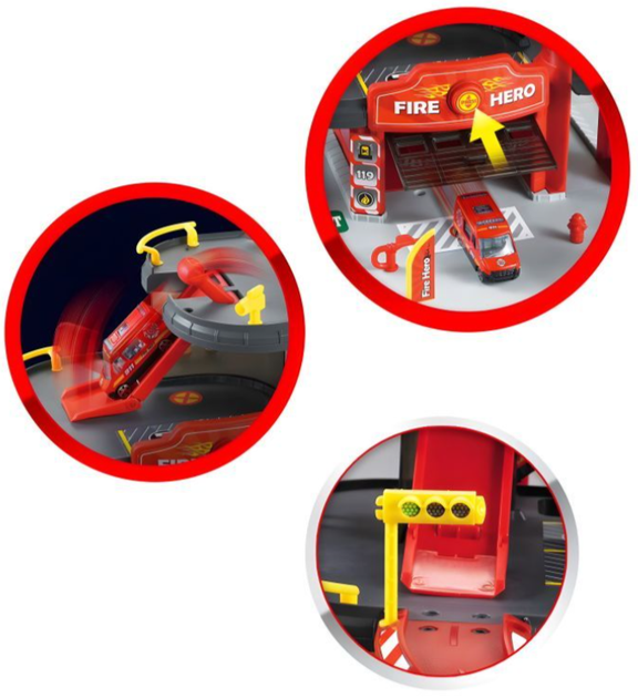 Duży garaż samochodowy Multistore 660-A1 EcoToys straż pożarna 3 poziomowy z windą autka i helikopter 74 elementy (5905817004096) - obraz 4