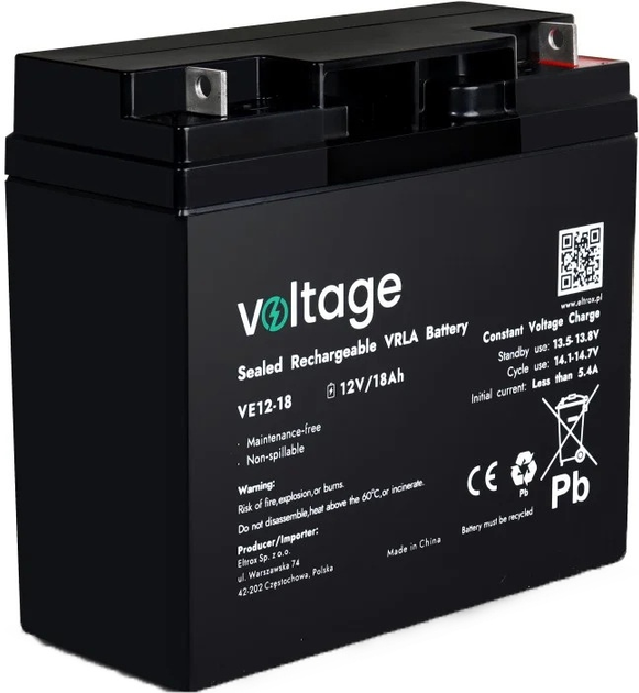 Акумуляторна батарея Voltage 12V 18Ah (VE12-18) - зображення 2