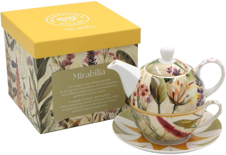 Чайник Rose and tulipani Mirabilia з чашкою і блюдцем Жовтий 300 мл (8018594836372) - зображення 4