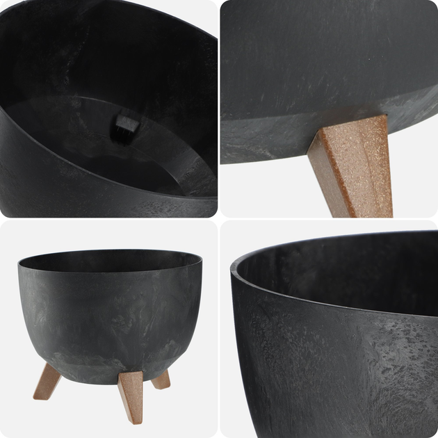 Doniczka na nóżkach Kadax z wkładką na dno Czarny 33 cm (5903699496015) - obraz 3