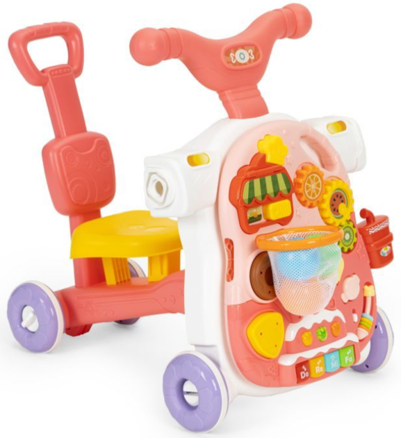 Ходунки Huanger HE0817 by Multistore EcoToys 4 в 1 Товкач Навчальний столик Самокат Толокар (5905817000074) - зображення 7