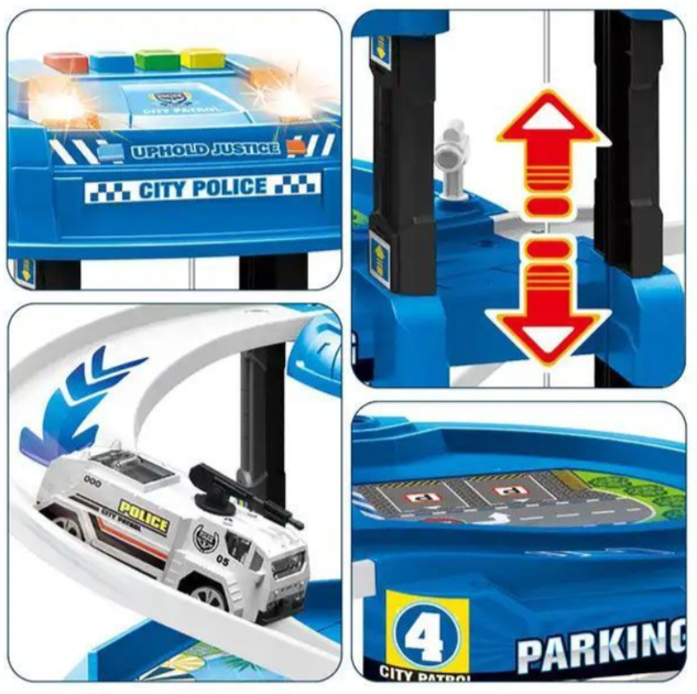 Duży garaż samochodowy Multistore 660-A324 EcoToys komenda policji 5 poziomowy i mata miasta 82 elementy (5905817004119) - obraz 3