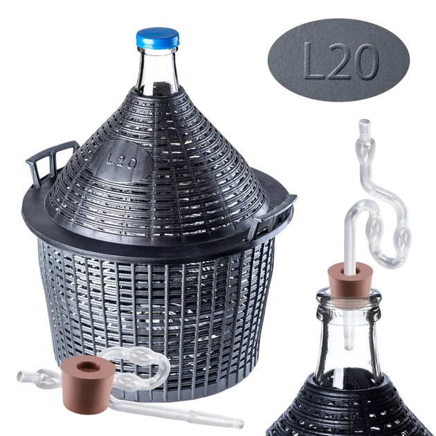 Zestaw winiarski Kadax Balon 20 l + Korek nr. 3 + Plastikowa rurka (5903699487143) - obraz 2