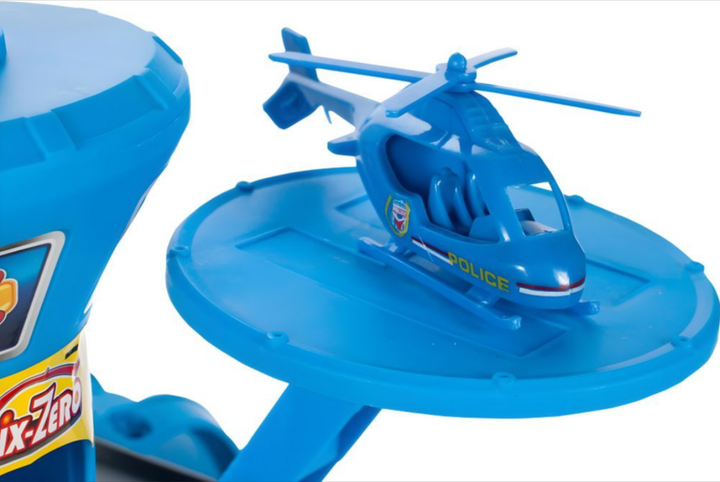 Duży garaż samochodowy Multistore 660-A2 EcoToys komenda policji 3 poziomowy z windą autkami i helikopterem 74 elementy (5905817004089) - obraz 7